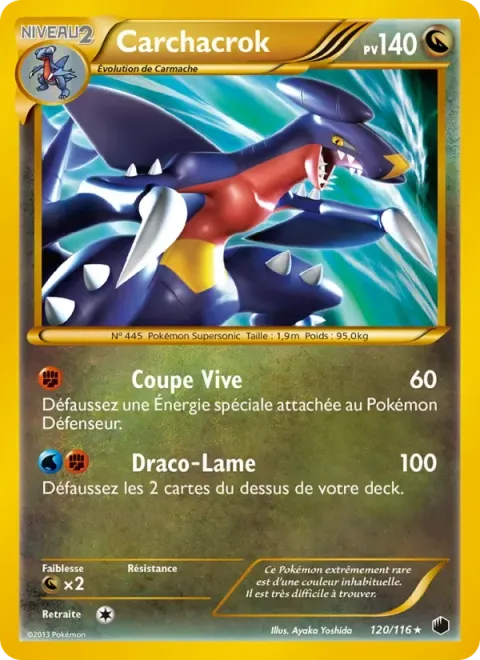 Carte Pokémon Carchacrok 120/116, extension Glaciation Plasma