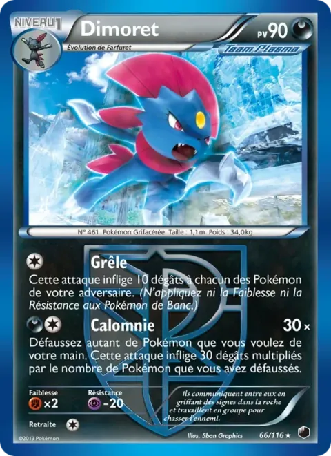 Carte Pokémon Dimoret 066/116, extension Glaciation Plasma