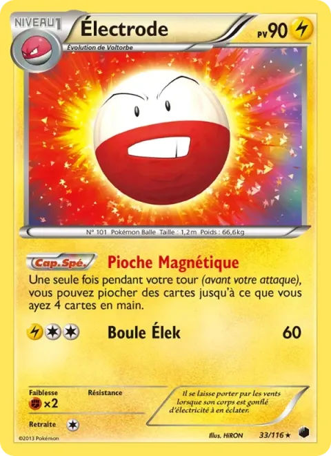 Carte Pokémon Électrode 033/116, extension Glaciation Plasma