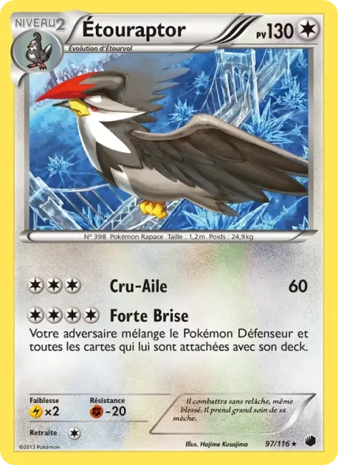 Carte Pokémon Étouraptor 097/116, extension Glaciation Plasma
