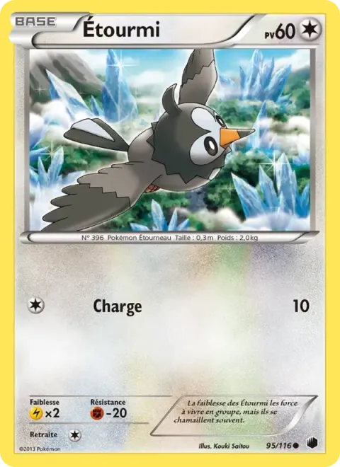 Carte Pokémon Étourmi 095/116, extension Glaciation Plasma
