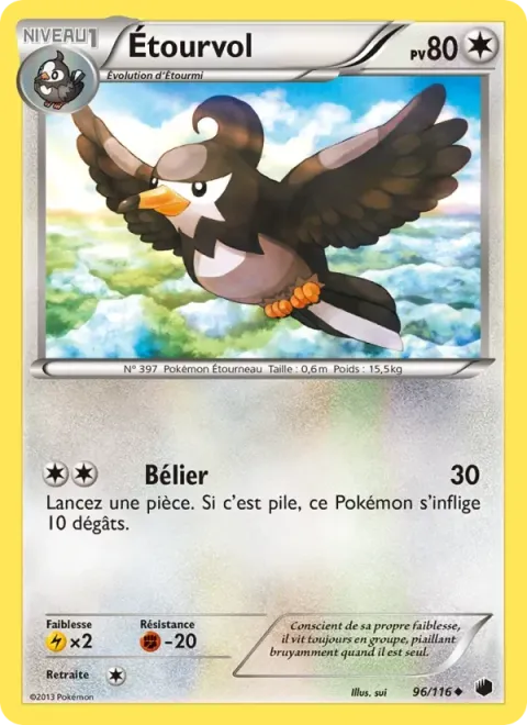 Carte Pokémon Étourvol 096/116, extension Glaciation Plasma