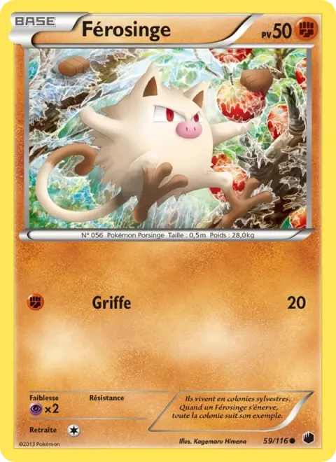 Carte Pokémon Férosinge 059/116, extension Glaciation Plasma