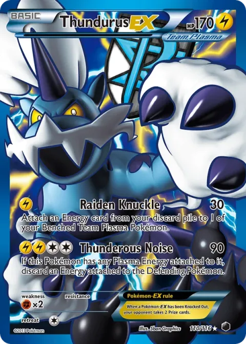 Carte Pokémon Fulguris-EX 110/116, extension Glaciation Plasma