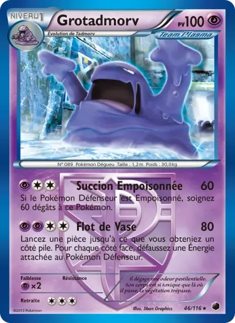 Carte Pokémon Grotadmorv 046/116, extension Glaciation Plasma