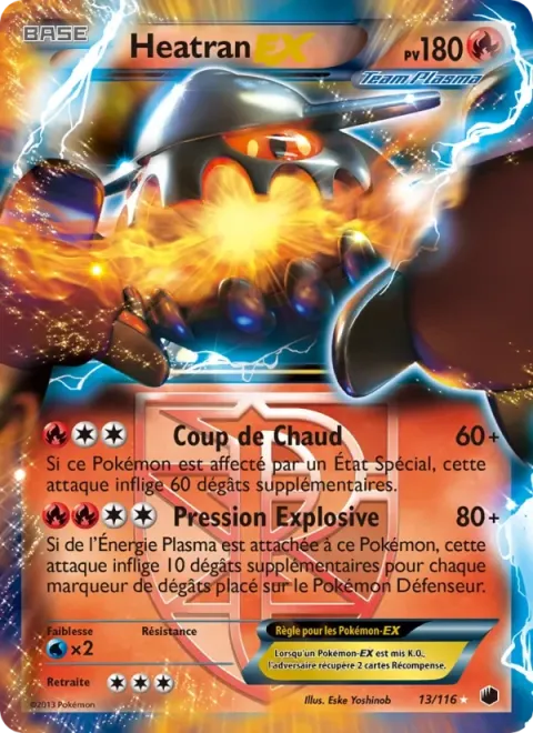 Carte Pokémon Heatran-EX 013/116, extension Glaciation Plasma