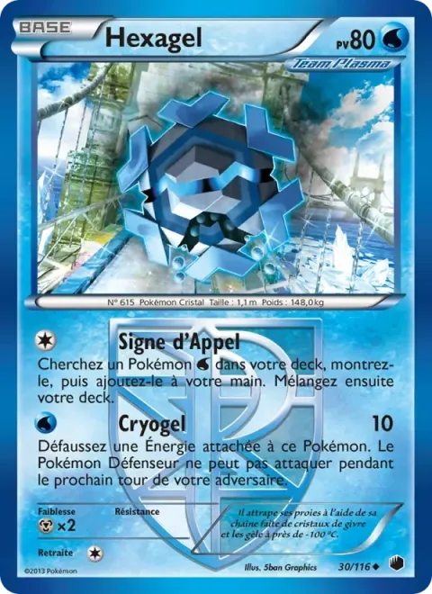 Carte Pokémon Hexagel 030/116, extension Glaciation Plasma