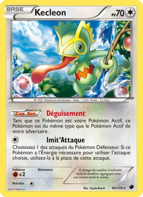 Carte Pokémon Kecleon 094/116, extension Glaciation Plasma