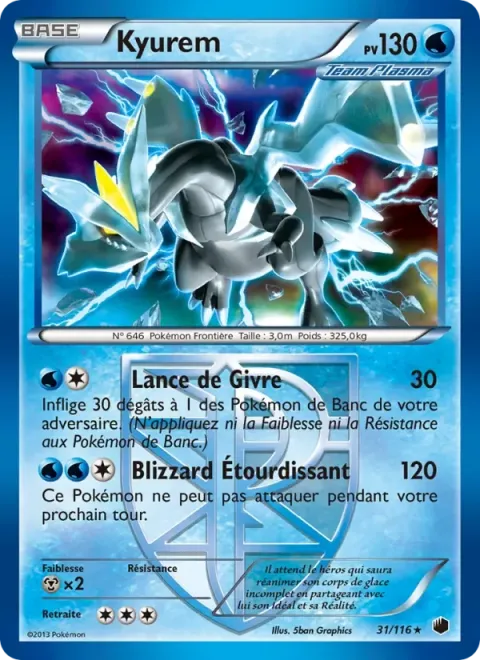 Carte Pokémon Kyurem 031/116, extension Glaciation Plasma