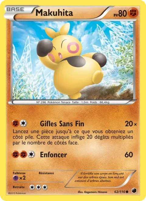 Carte Pokémon Makuhita 062/116, extension Glaciation Plasma