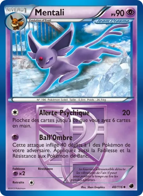 Carte Pokémon Mentali 048/116, extension Glaciation Plasma