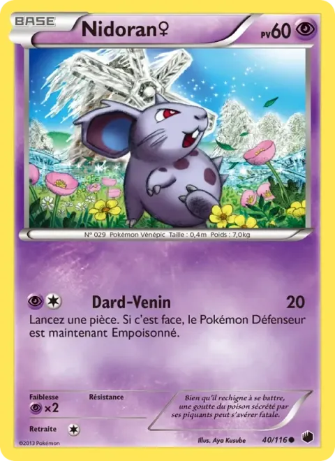 Carte Pokémon Nidoran♀ 040/116, extension Glaciation Plasma