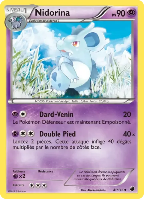 Carte Pokémon Nidorina 041/116, extension Glaciation Plasma