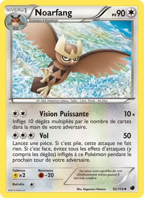 Carte Pokémon Noarfang 092/116, extension Glaciation Plasma