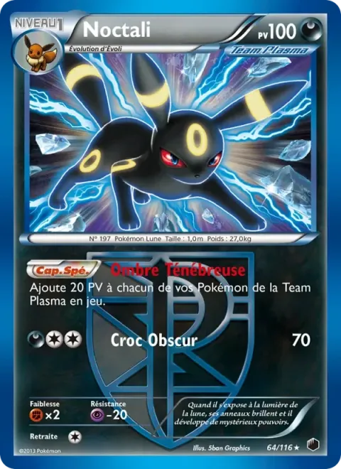 Carte Pokémon Noctali 064/116, extension Glaciation Plasma