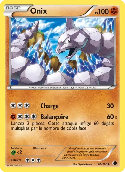 Carte Pokémon Onix 061/116, extension Glaciation Plasma