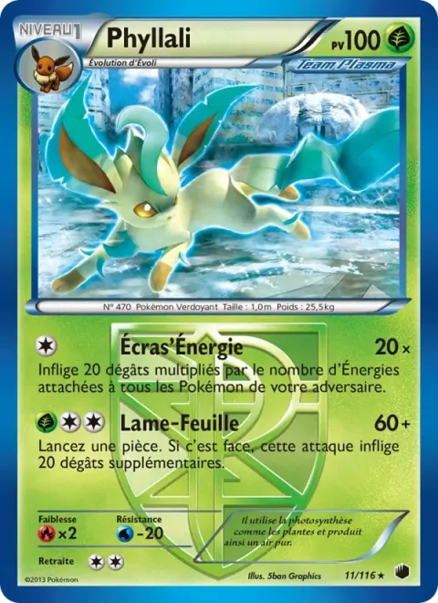 Carte Pokémon Phyllali 011/116, extension Glaciation Plasma