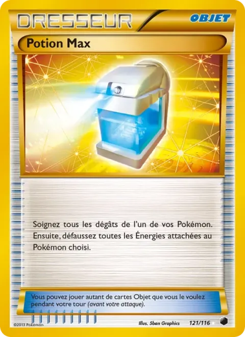 Carte Pokémon Potion Max 121/116, extension Glaciation Plasma