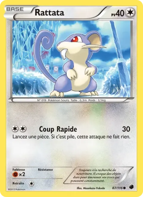 Carte Pokémon Rattata 087/116, extension Glaciation Plasma