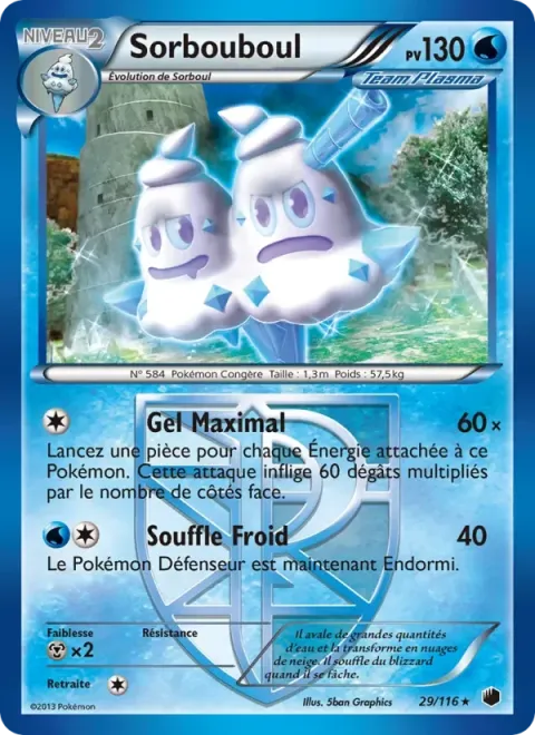 Carte Pokémon Sorbouboul 029/116, extension Glaciation Plasma