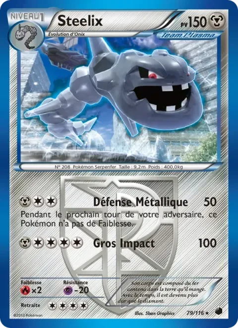 Carte Pokémon Steelix 079/116, extension Glaciation Plasma