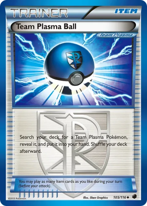 Carte Pokémon Team Plasma Ball 105/116, extension Glaciation Plasma