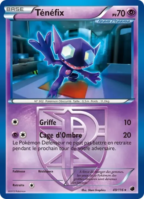 Carte Pokémon Ténéfix 049/116, extension Glaciation Plasma