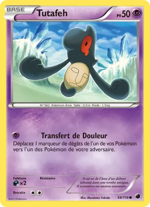 Carte Pokémon Tutafeh 054/116, extension Glaciation Plasma