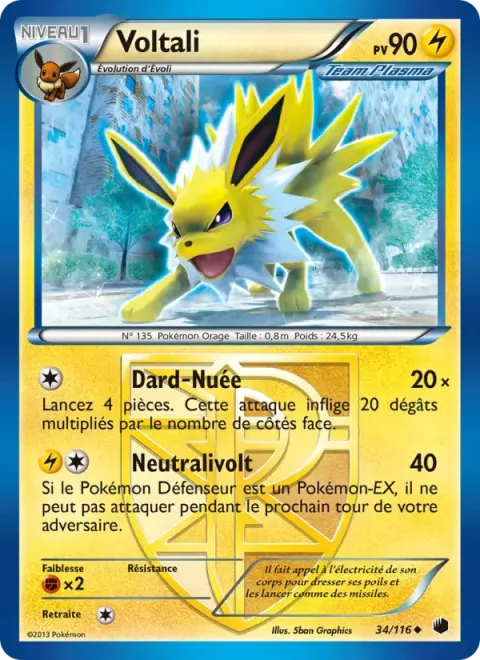 Carte Pokémon Voltali 034/116, extension Glaciation Plasma
