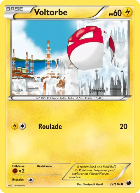 Carte Pokémon Voltorbe 032/116, extension Glaciation Plasma