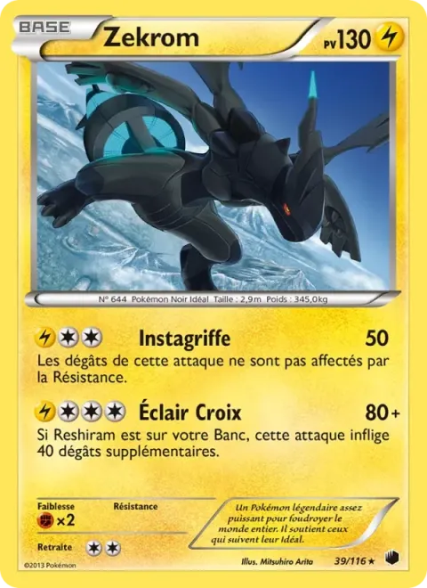 Carte Pokémon Zekrom 039/116, extension Glaciation Plasma