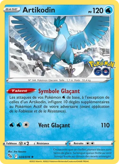 Carte Pokémon Artikodin 024/078, extension Pokémon GO
