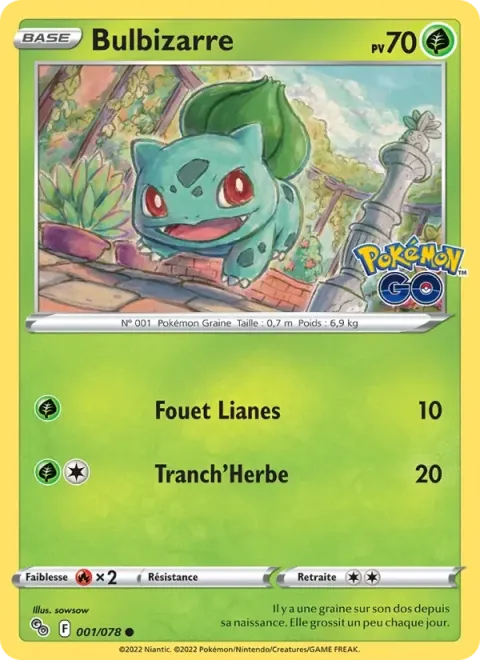 Carte Pokémon Bulbizarre 001/078, extension Pokémon GO