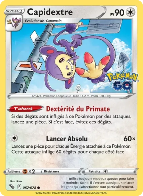 Carte Pokémon Capidextre 057/078, extension Pokémon GO