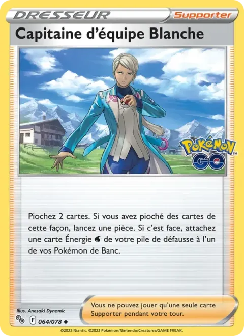 Carte Pokémon Capitaine d’équipe Blanche 064/078, extension Pokémon GO