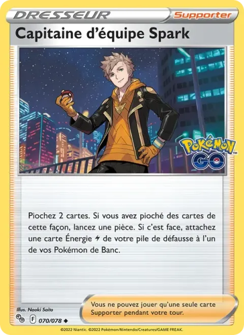 Carte Pokémon Capitaine d’équipe Spark 070/078, extension Pokémon GO