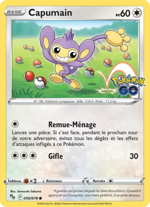 Carte Pokémon Capumain 056/078, extension Pokémon GO