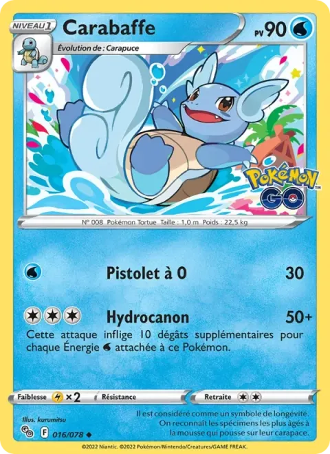 Carte Pokémon Carabaffe 016/078, extension Pokémon GO