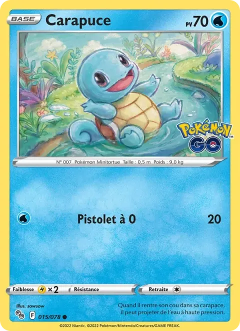 Carte Pokémon Carapuce 015/078, extension Pokémon GO