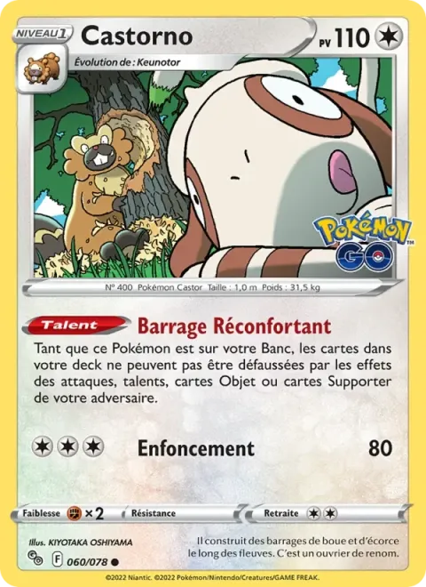 Carte Pokémon Castorno 060/078, extension Pokémon GO