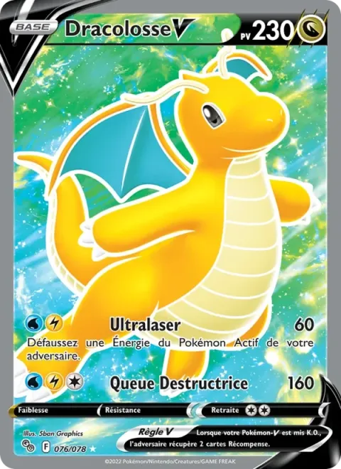 Carte Pokémon Dracolosse V 076/078, extension Pokémon GO