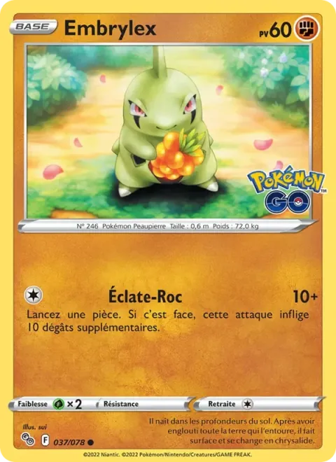 Carte Pokémon Embrylex 037/078, extension Pokémon GO