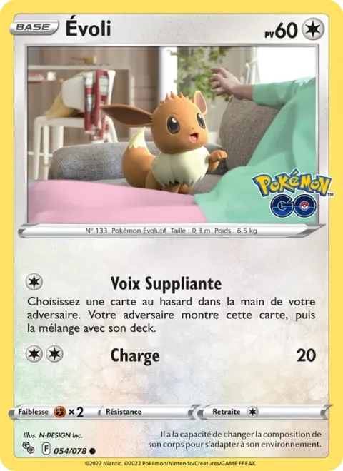 Carte Pokémon Évoli 054/078, extension Pokémon GO