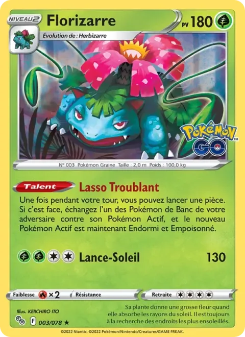 Carte Pokémon Florizarre 003/078, extension Pokémon GO