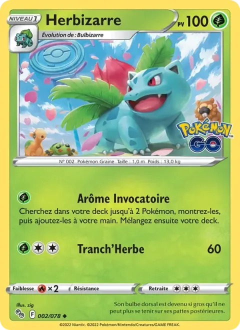 Carte Pokémon Herbizarre 002/078, extension Pokémon GO