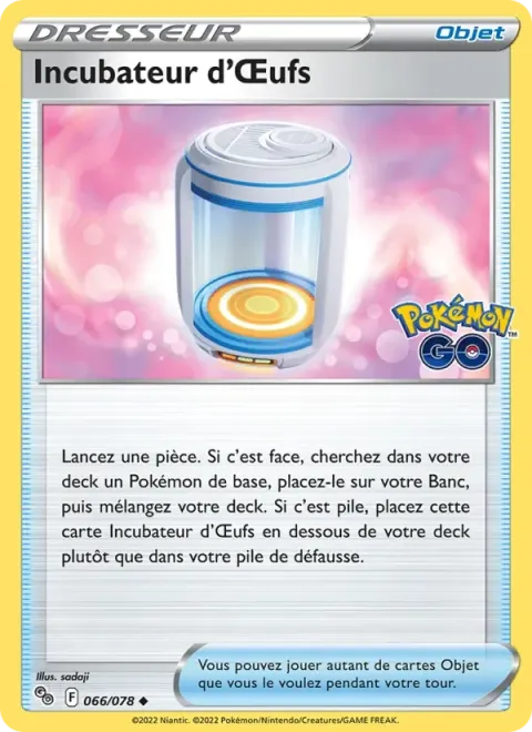 Carte Pokémon Incubateur d’Œufs 066/078, extension Pokémon GO