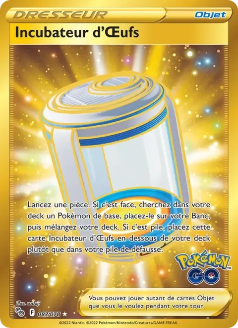 Carte Pokémon Incubateur d’Œufs 087/078, extension Pokémon GO