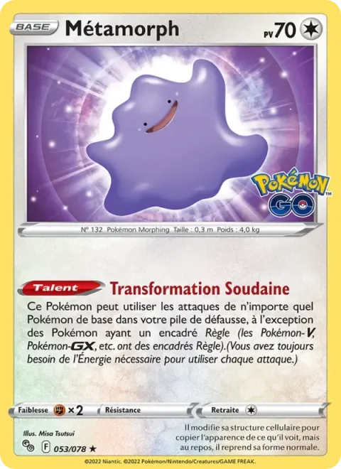 Carte Pokémon Métamorph 053/078, extension Pokémon GO