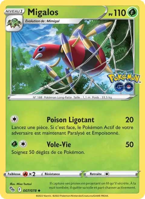 Carte Pokémon Migalos 007/078, extension Pokémon GO