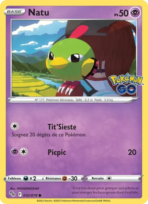 Carte Pokémon Natu 032/078, extension Pokémon GO